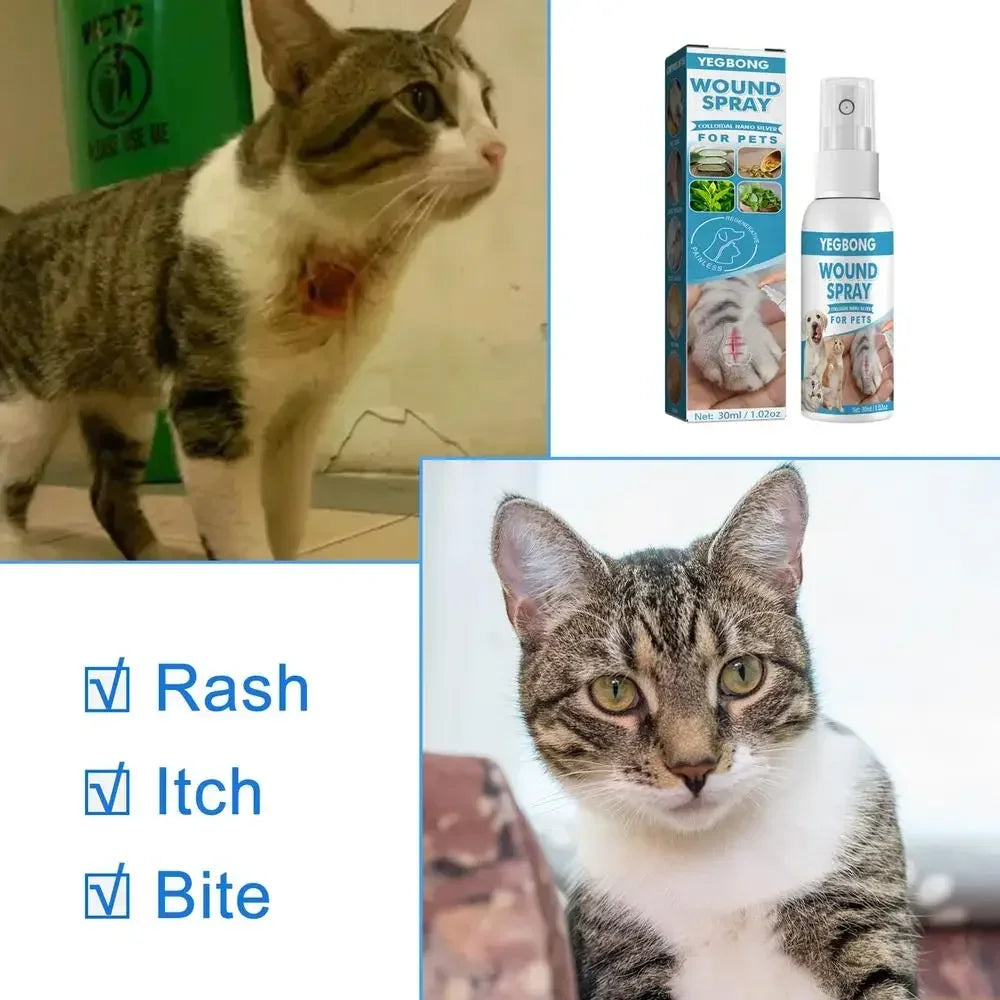 Spray Cuidado de Piel para Mascotas 30ml - Alivio del Picor para Perros y Gatos, Piel Sensible e Irritada