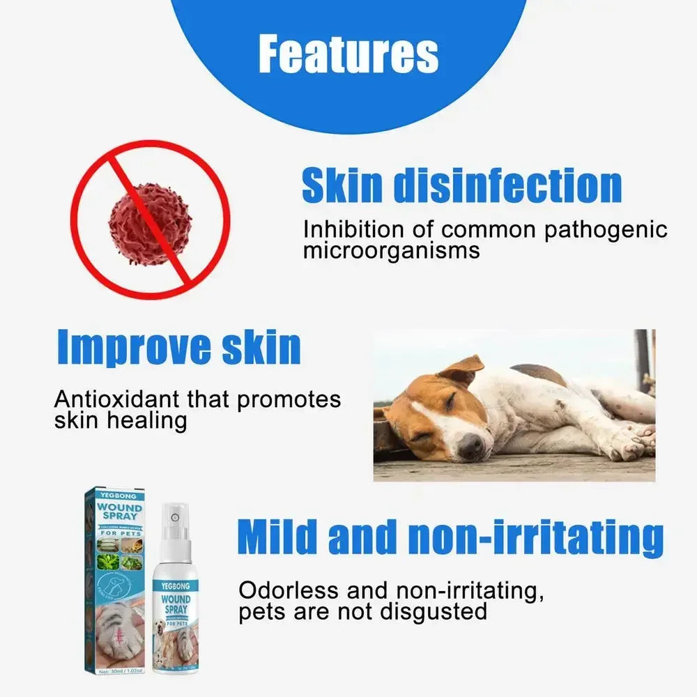 Spray Cuidado de Piel para Mascotas 30ml - Alivio del Picor para Perros y Gatos, Piel Sensible e Irritada