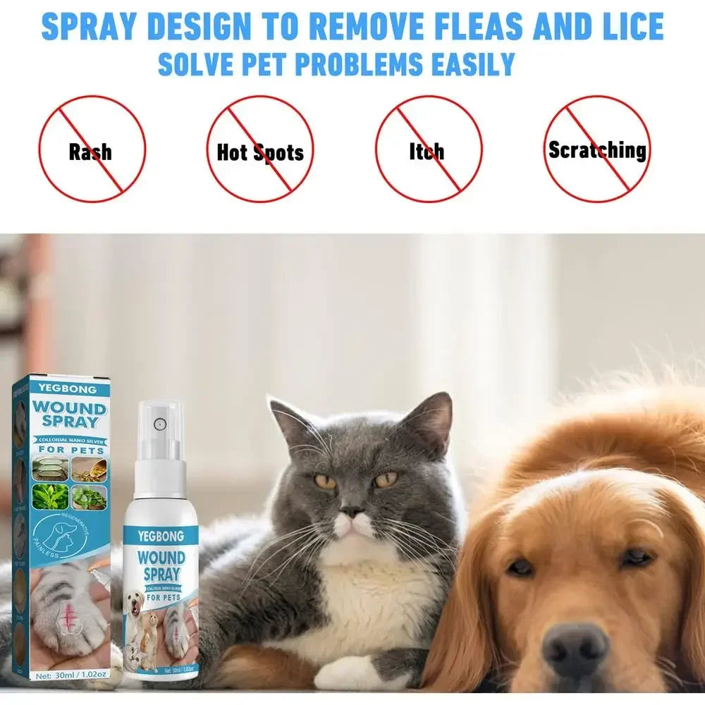 Spray Cuidado de Piel para Mascotas 30ml - Alivio del Picor para Perros y Gatos, Piel Sensible e Irritada