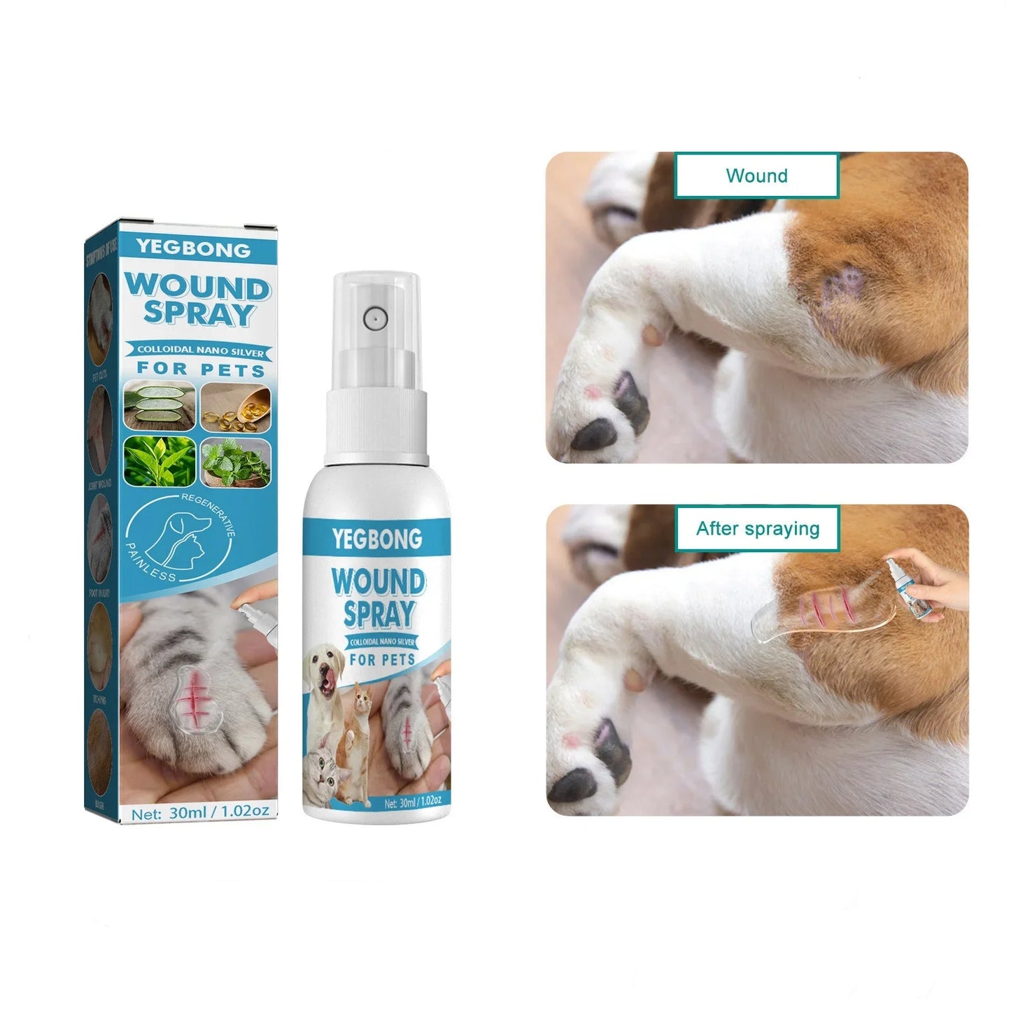 Spray Cuidado de Piel para Mascotas 30ml - Alivio del Picor para Perros y Gatos, Piel Sensible e Irritada